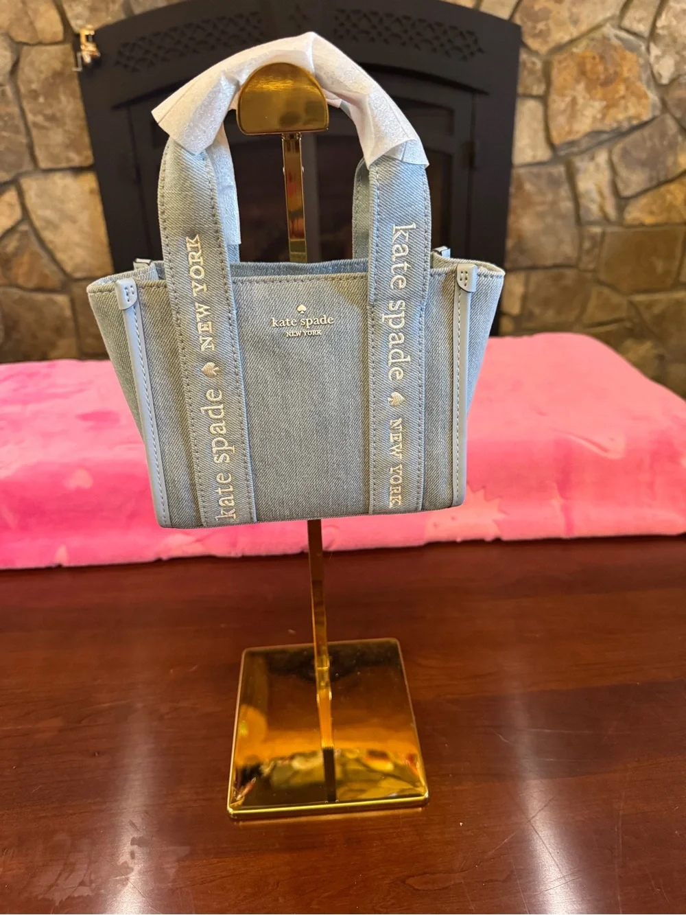 Kate Spade Kip Denim Mini Tote KL066 Blue Multi Crossbody NWT - Picture 2 of 8